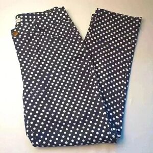 Coldwater Creek Womans Straight Leg Mid Rise Jeans Size 12 Navy White Polka Dots